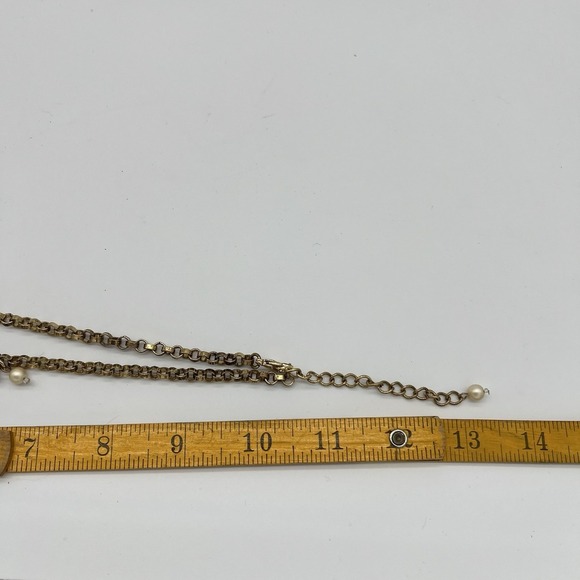 Vintage Star Pendant Cluster Bead Faux Pearl Bib Necklace Gold Tone Chain - Picture 7 of 8